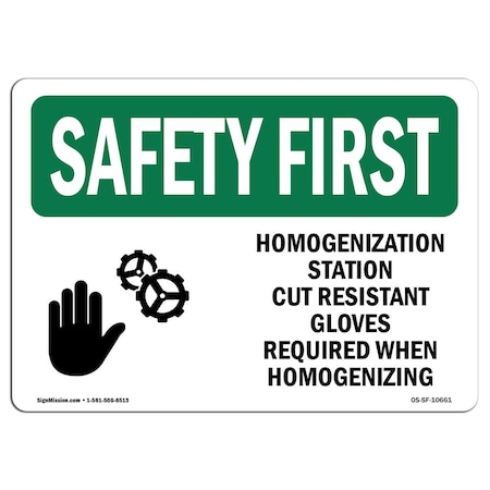 Signmission OSHA, 18" Height, Aluminum, 24" x 18", Landscape, Homogenization Station Cut Resistant With Symbol OS-SF-A-1824-L-10661